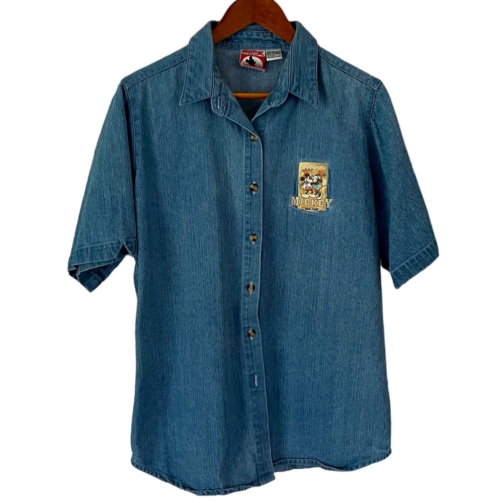 Mickey, INC. Disney Parks Vintage Denim Embroidered Shirt Size XL